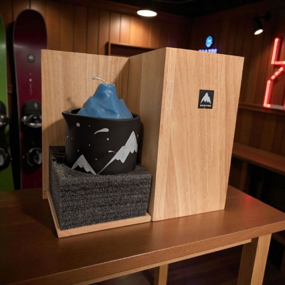 Burton Snowboards Candle / Wax with Wood Box Holiday Gift Limited